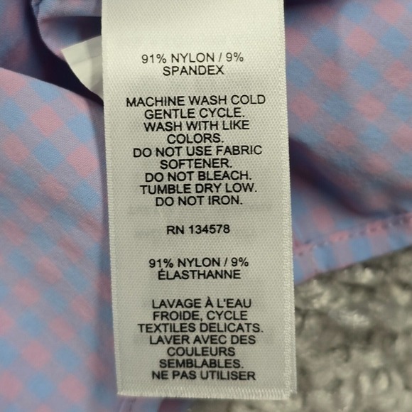 Vineyard Vines Shirt Mens Large Pink‎ Blue Gingham Plaid Performance Classic Fit - Picture 6 of 13